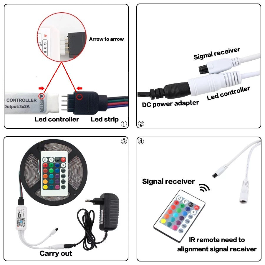 RGB LED Strip Lights Multicolor 5050 | 16 Color 24 Key Remote Control