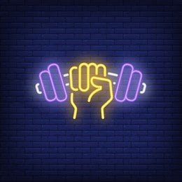Hand Holding Dumbell Neon Sign
