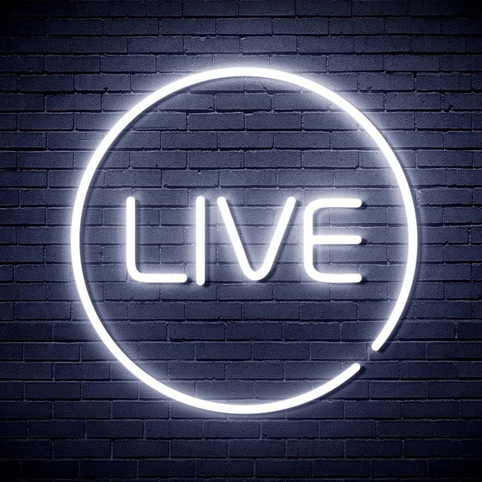 Live with Circle Neon Sign